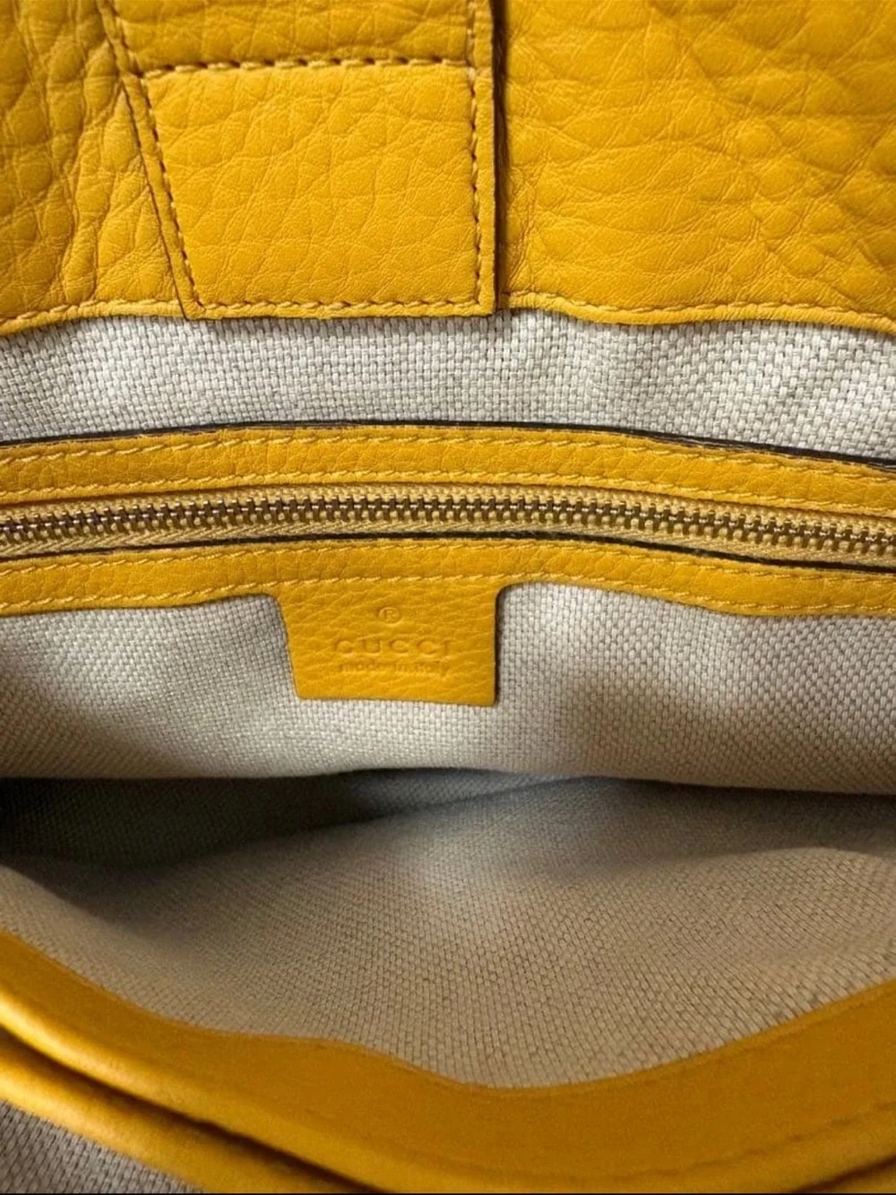 Gucci GG Canvas Shoulder Bag with Yellow Leather & Bamboo Handle